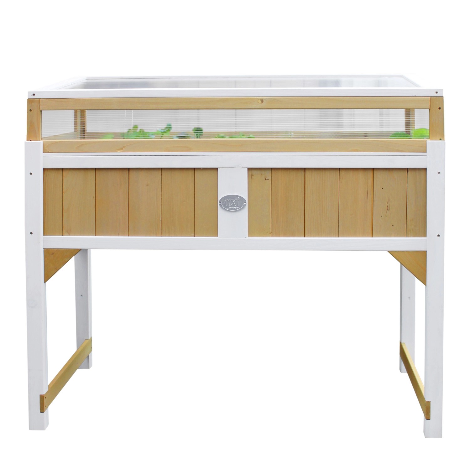 Axi Hochbeet mit Gewächshaus, braun-weiß, 120x54x120 cm. Holz-Hochbeet mit Aufsatz.