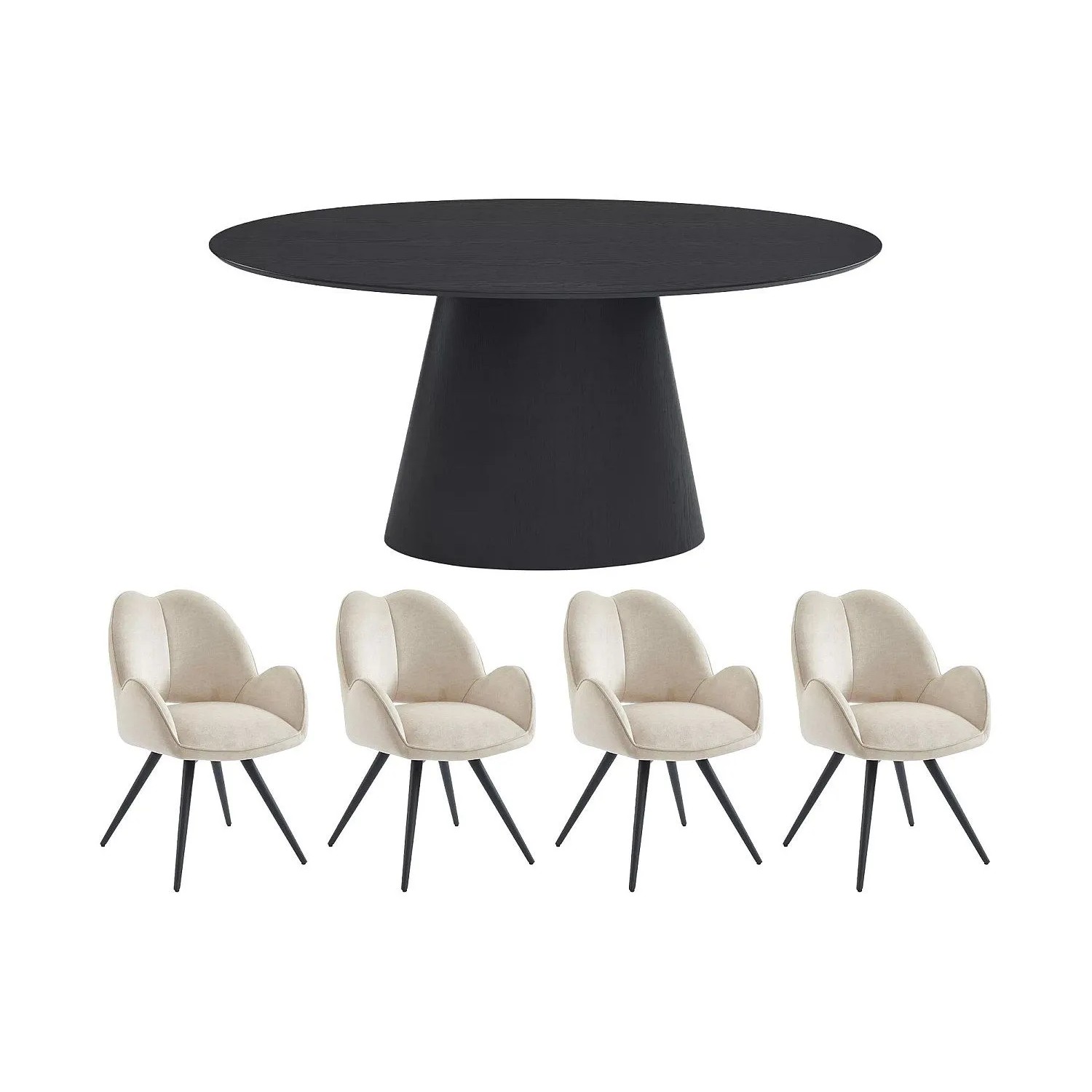 Vente-unique Essgruppe Antelada Schwarz 160 cm