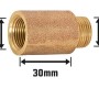 Hahnverlängerung aus Rotguss, 14,9 mm x 16,7 mm, 30 mm Länge für Gewindefittings.