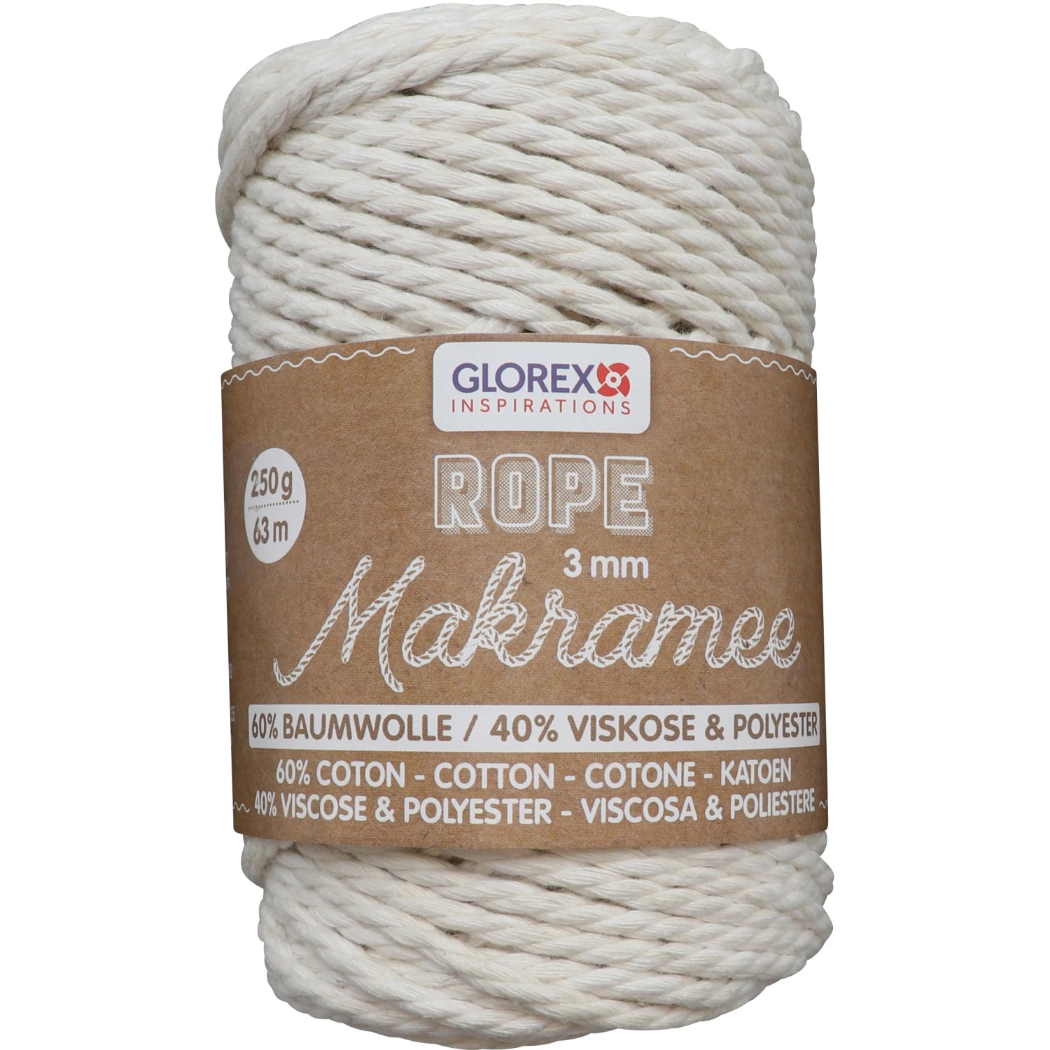 GLOREX Makramee-Garn Neon Gelb 2 Mm – 100% Baumwolle, 250 G / 225 M, Für Häkeln, Stricken & Makramee