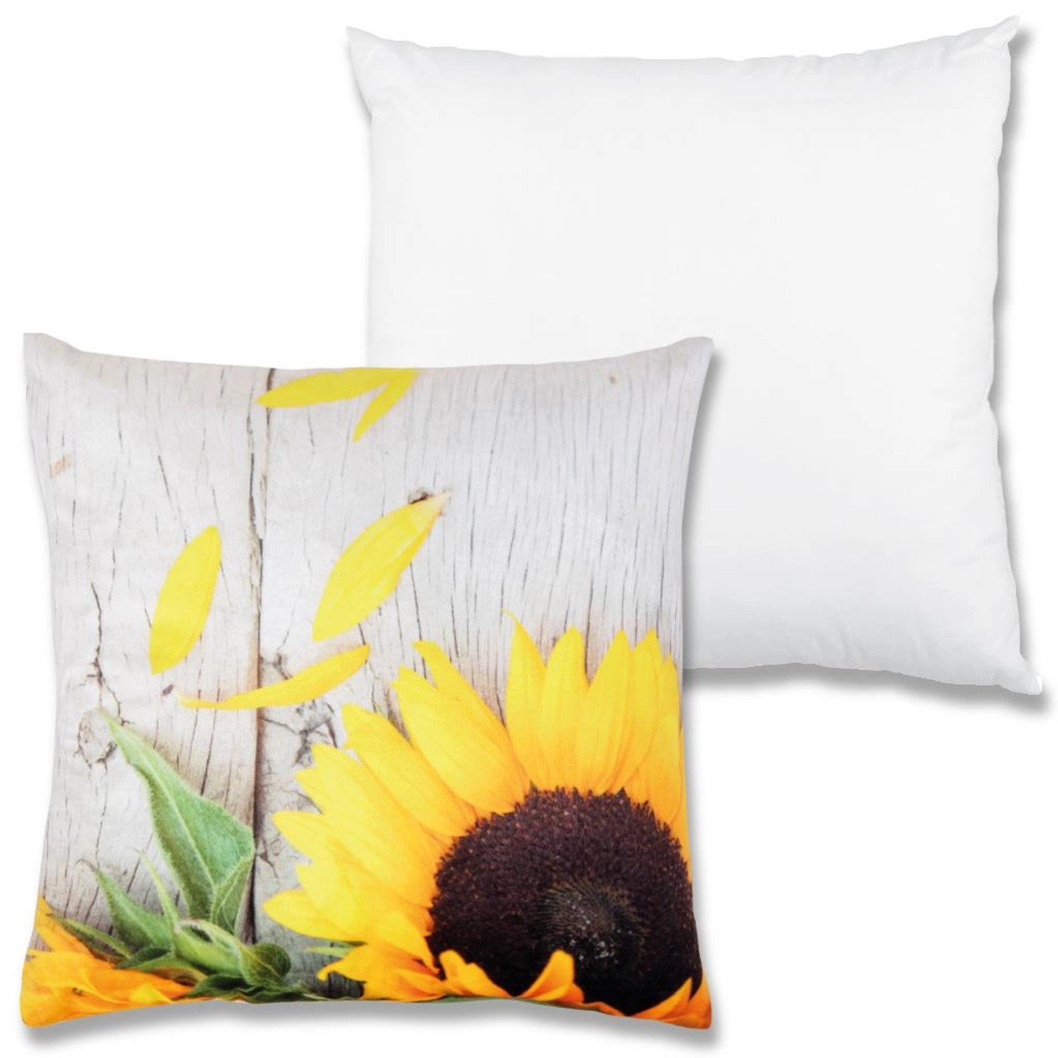 Bestlivings Kissenhülle 2er-Pack mit Sonnenblumen-Fotodruck, 40x40 cm.