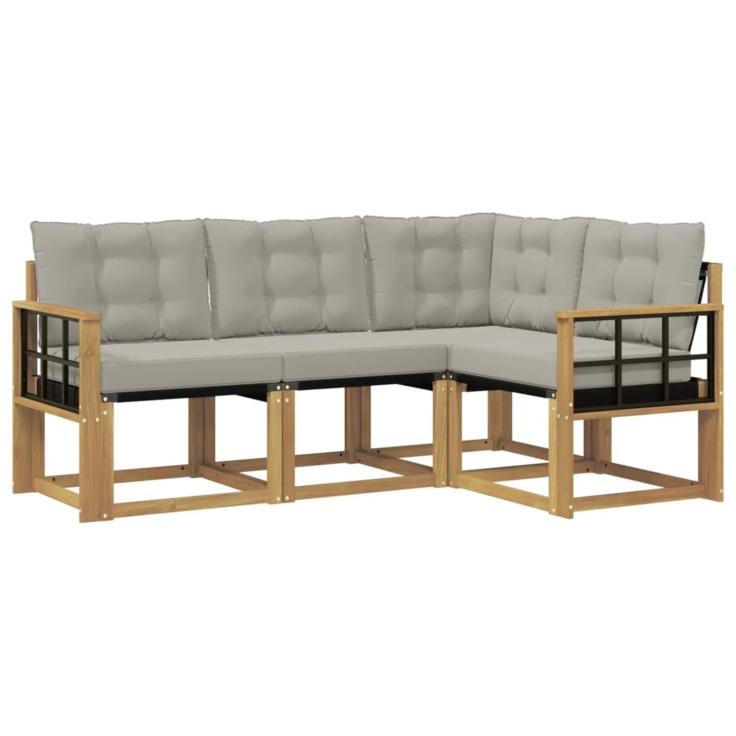 vidaXL Outdoor-Sofagarnitur mit Kissen 4-Tlg Weiß und Hellgrau 3389433