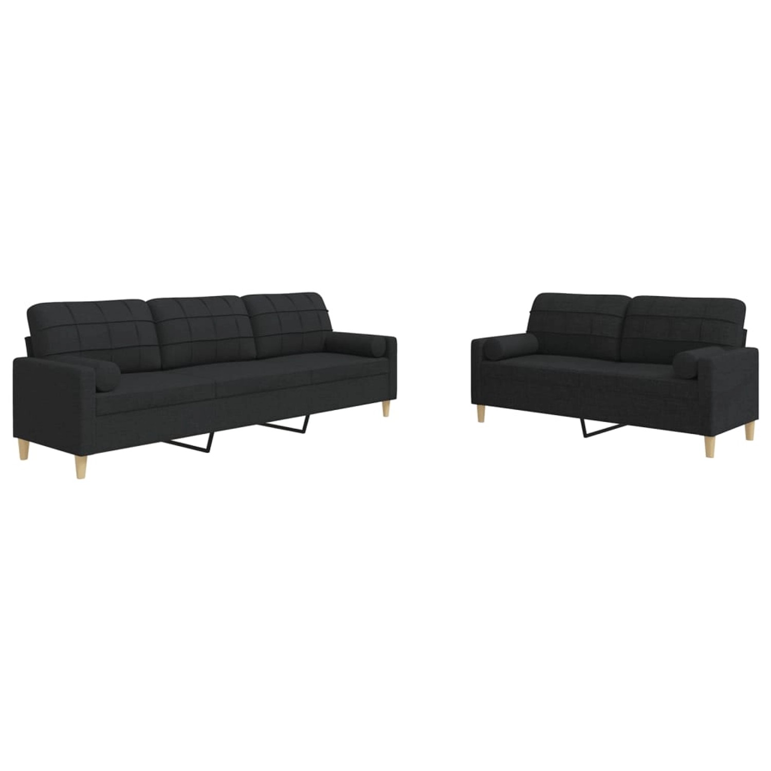 vidaXL 2-Tlg Sofagarnitur mit Dekokissen Schwarz Stoff 2157936 günstig online kaufen