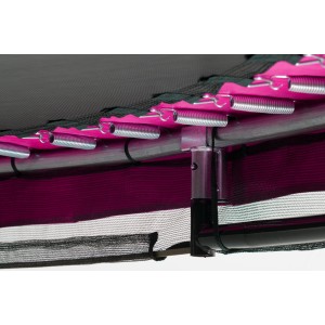 Detailaufnahme: Federn und Rahmen des Salta Trampolin Comfort Edition Ground ø 305 cm in Pink.