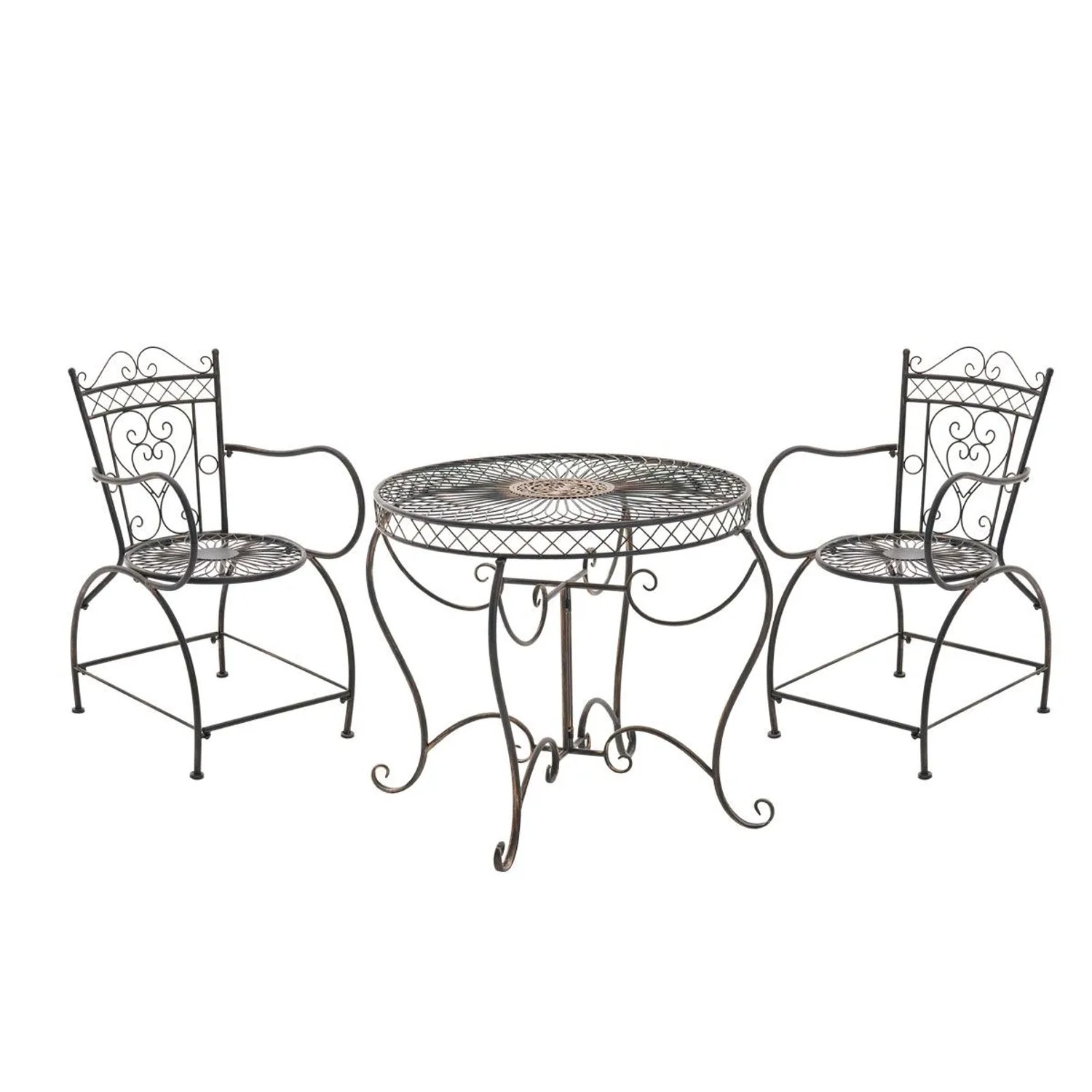 DELUKE Balkonset Bistroset LORIN Metall Bronze 90x90x69cm Gartenmöbelset 2 Personen Metall Vintage Balkonmöbel Set Terrassenmöbelset