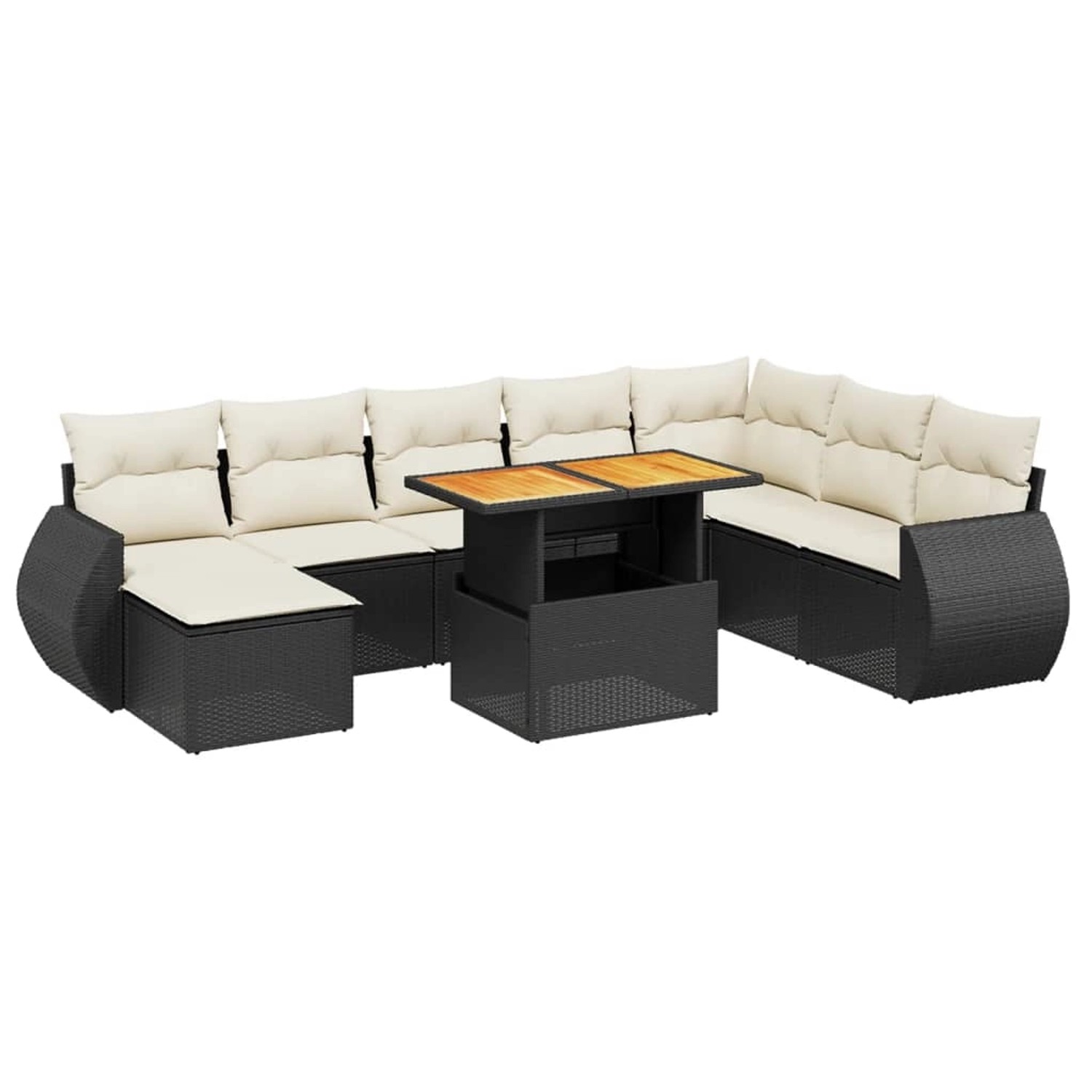 vidaXL 9-Tlg Garten-Sofagarnitur mit Kissen Schwarz Poly Rattan 3272330 günstig online kaufen