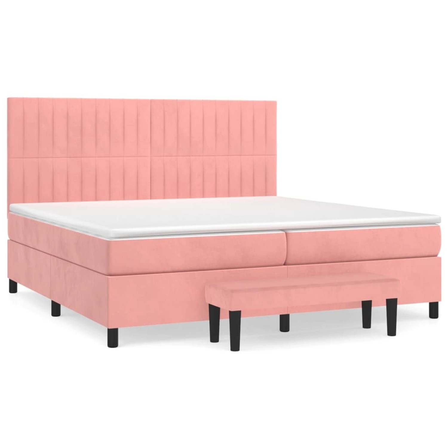 vidaXL Boxspringbett mit Matratze Rosa 200x200 cm Samt1469377