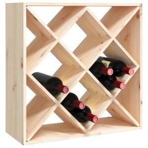 Weinregal aus Kiefernholz mit 12 Fächern für Weinflaschen, Teil eines Bartisch-Sets.