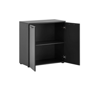 Anthrazitfarbener PROREGAL Aktenschrank Hippo mit 2 Flügeltüren und 2 Fächern, 84x80x41 cm.