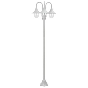 vidaXL Garten-Pollerleuchte E27 220 cm Aluminium 3-Laterne Weiß 44206