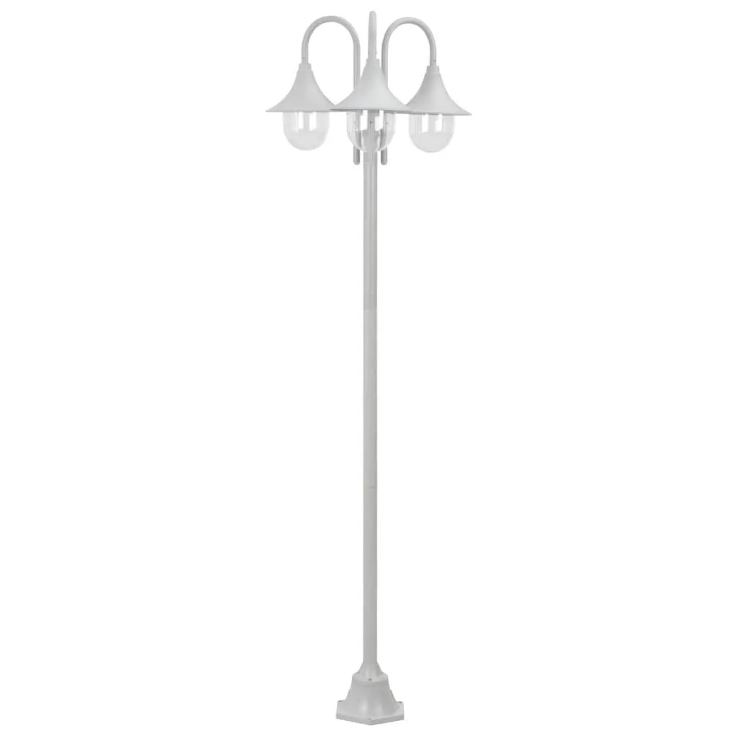 vidaXL Garten-Pollerleuchte E27 220 cm Aluminium 3-Laterne Weiß 44206