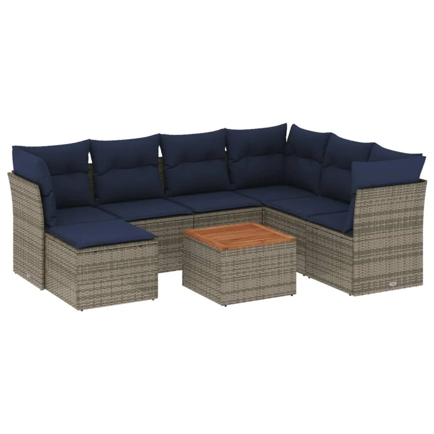 vidaXL 8-Tlg Gartensofa-Set mit Kissen Grau Polyrattan 3256096 günstig online kaufen