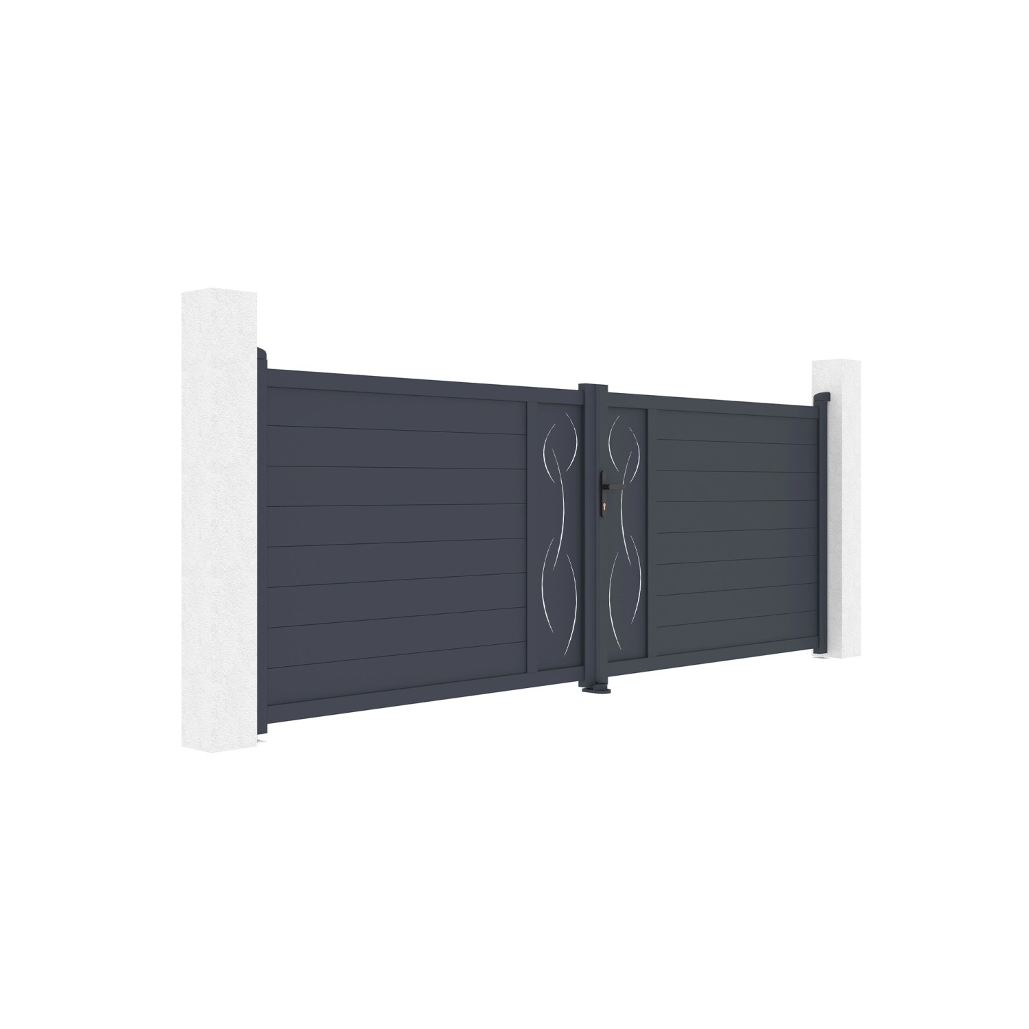 Casanoov Flügeltor Elektrisch Life 400x140cm Aluminium Grau & Drehtorantrieb Tanker B700_4