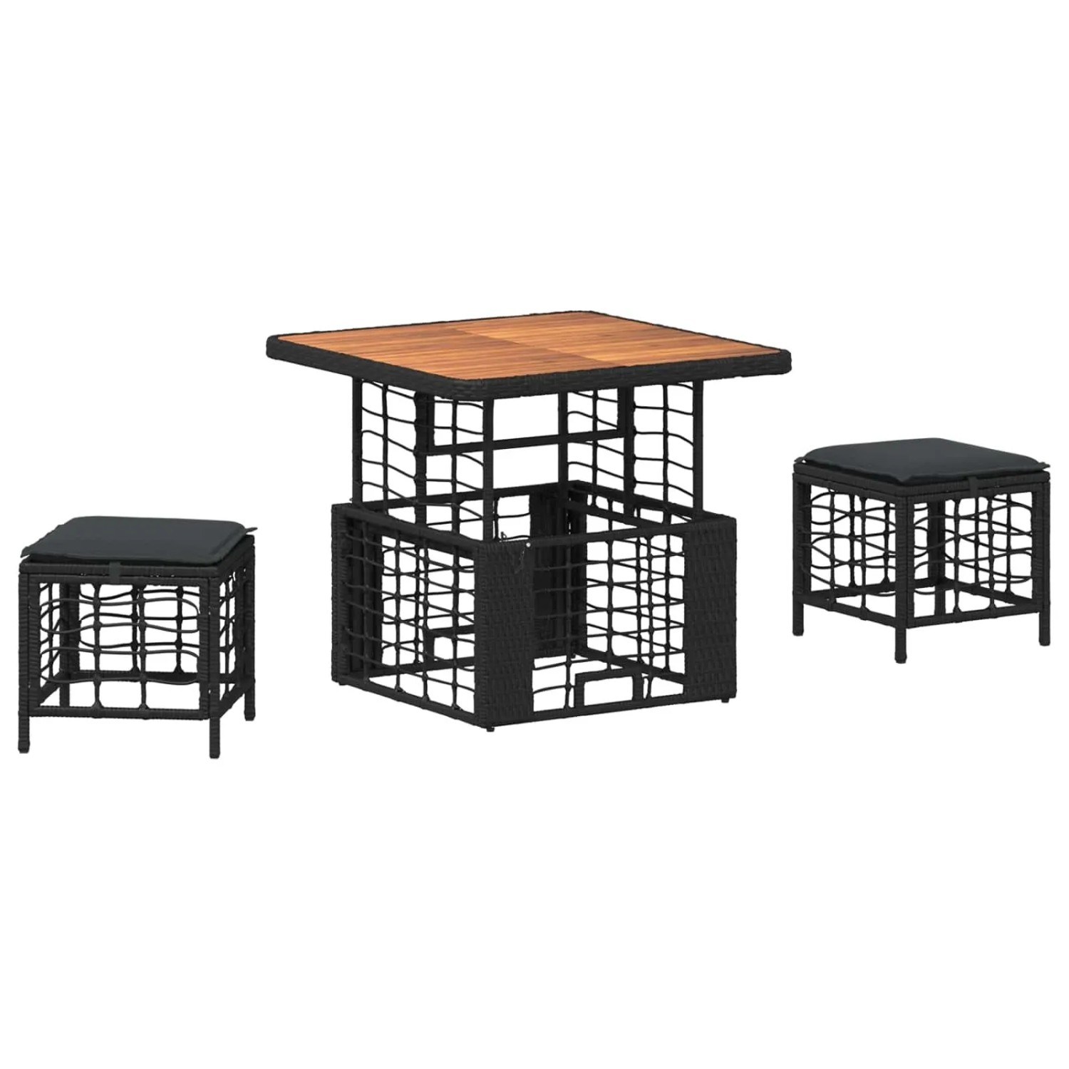 vidaXL Garten Essgruppe mit Kissen 3 Stk Schwarz und Grau 42026758