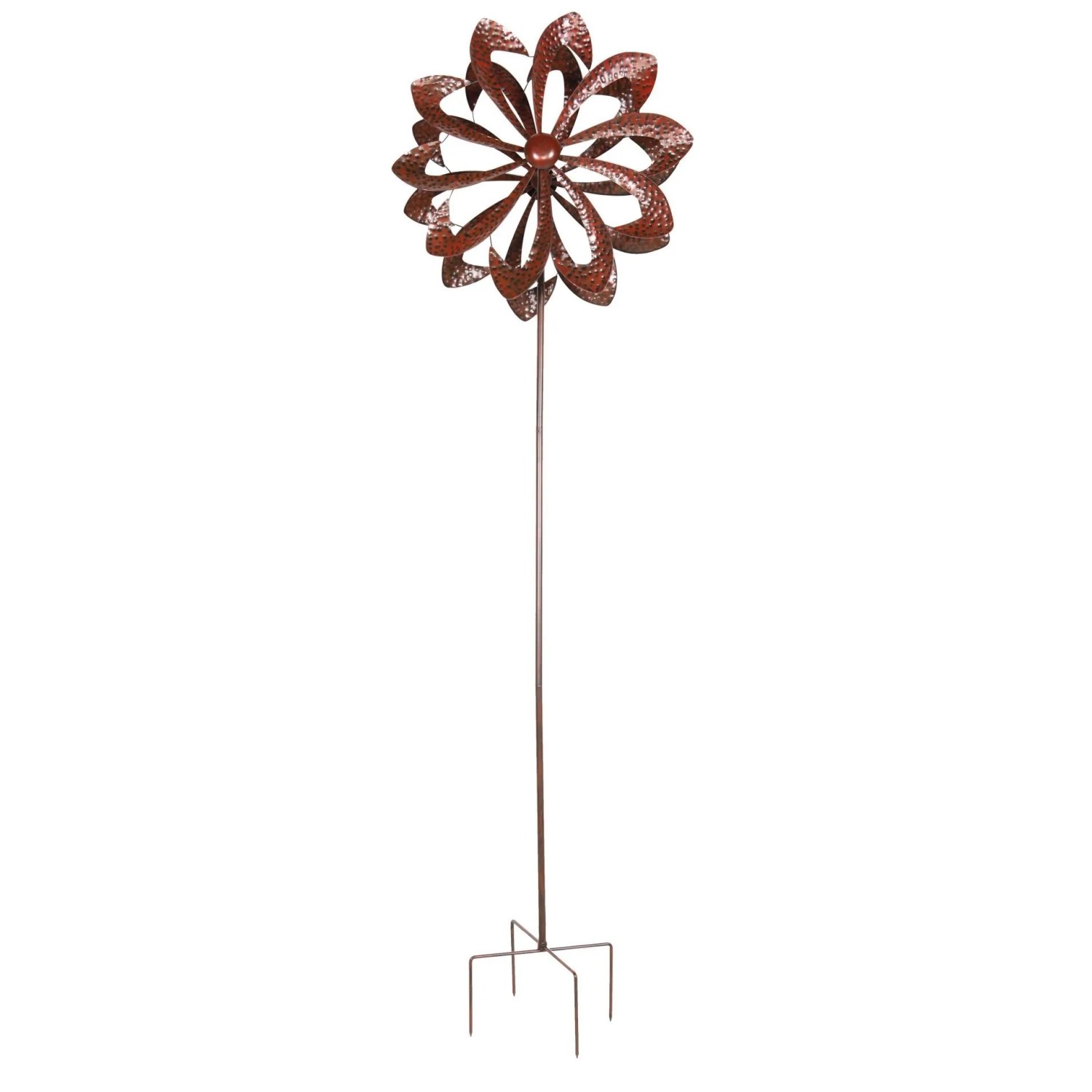 Lex XXL Metall Doppel Windrad Windspiel Gartendeko Balkon Terrasse 210x62cm Kupfer