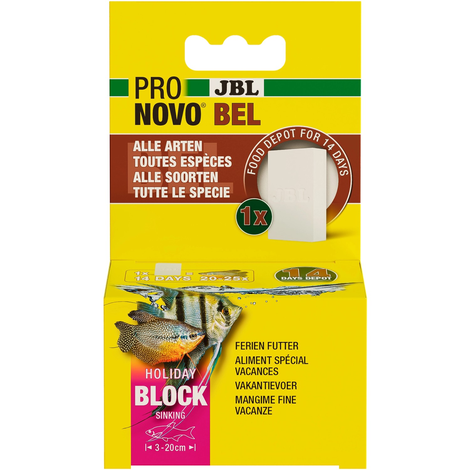 JBL Pronovo Bel Holiday Ferienfutter für Aquarienfische, 1 Block für bis zu 14 Tage.
