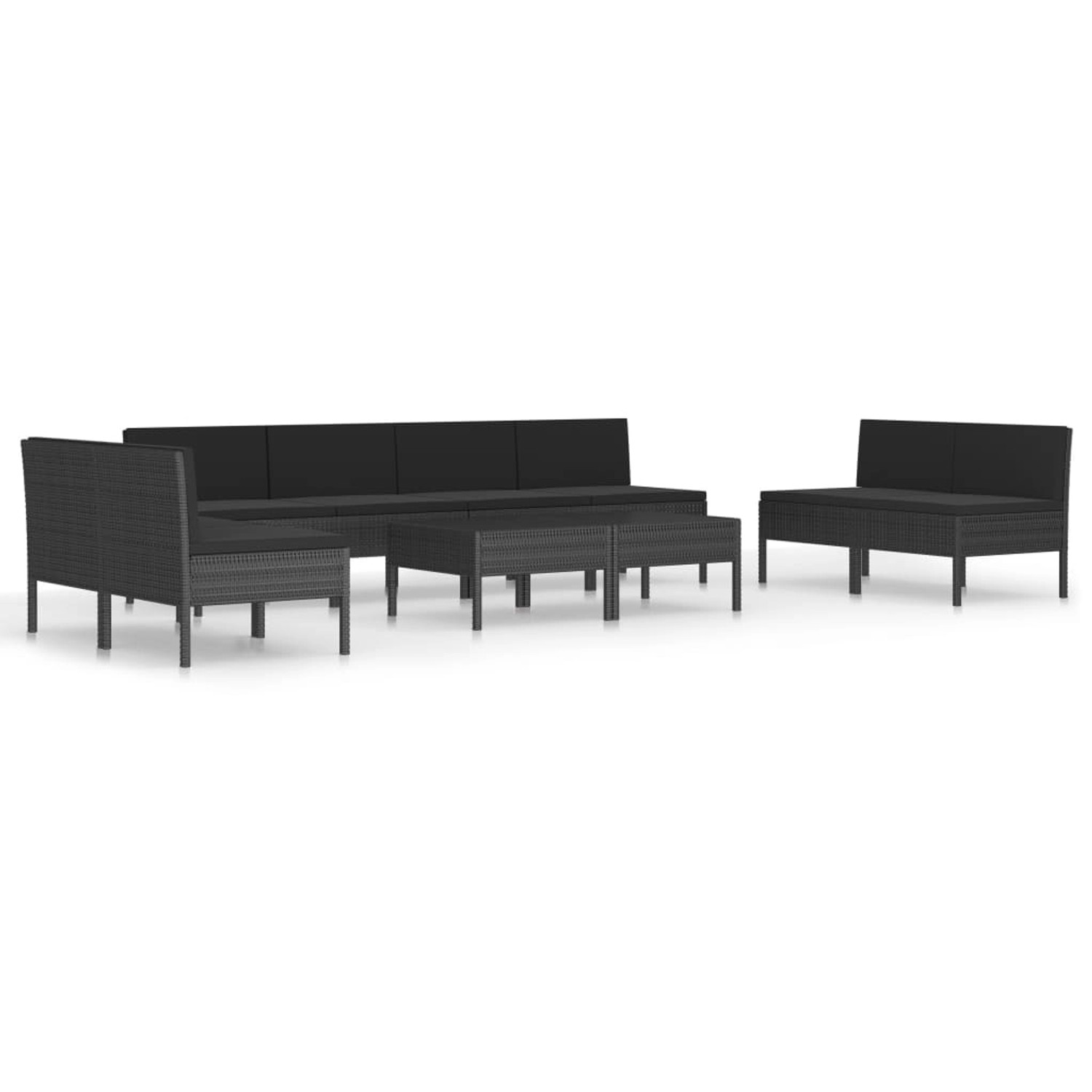 vidaXL 10-tlg Garten-Lounge-Set mit Auflagen Poly Rattan Schwarz Modell 4