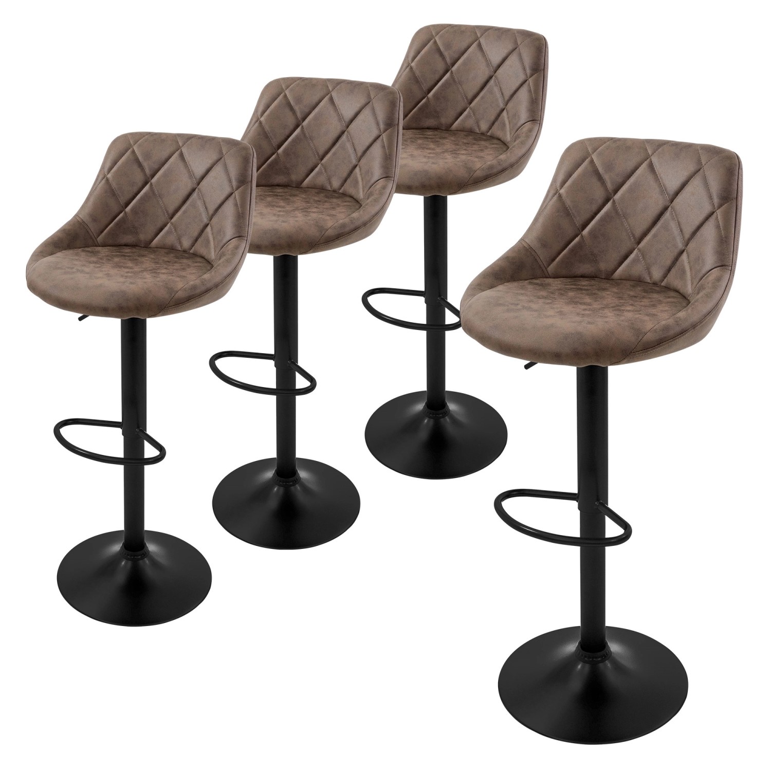 ML-Design Barhocker 4Er Set aus Kunstleder Braun Gepolsterter Stuhl günstig online kaufen