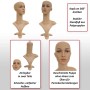 Beiger MCW Mannequin-Kopf G70, 55cm, mit Make-up, ohne Haare. Zeigt drehbaren Kopf, zerlegbar, für Perücken & Deko.