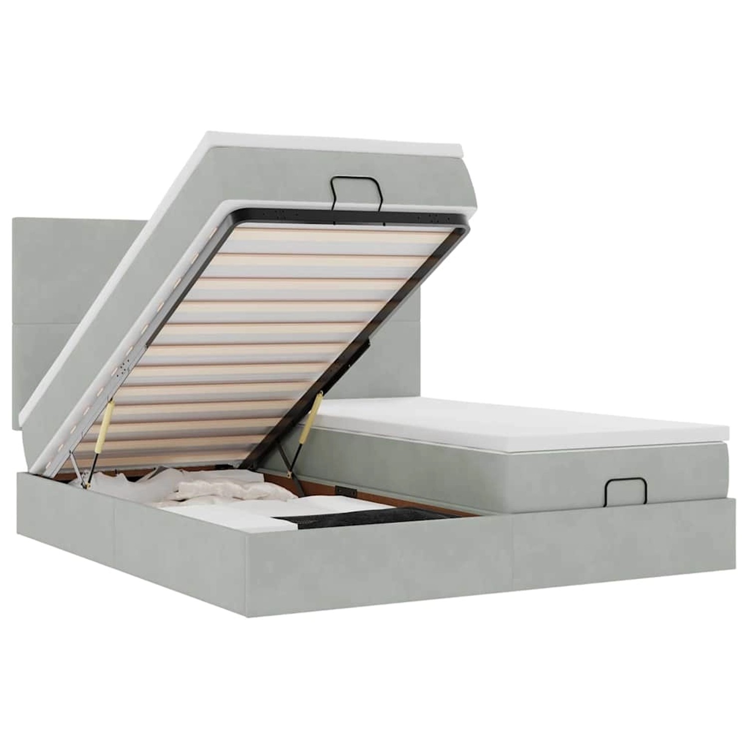 vidaXL Ottoman-Bett mit Matratzen & LEDs Hellgrau 180x200 cm Samt 3314603