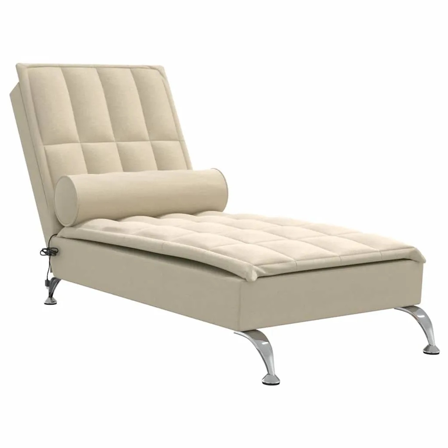 vidaXL Massage-Chaiselongue mit Nackenrolle Creme Stoff 379448