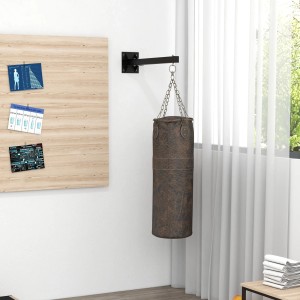 SPORTNOW Boxsackhalterung aus Stahl, schwarz, mit Boxsack an der Wand montiert.