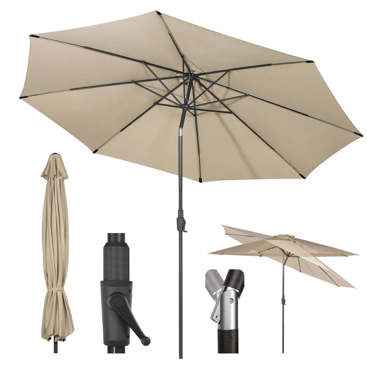 Sekey Sonnenschirm Gartenschirm mit Kurbel 350 cm