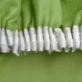 Grüner Beautissu Amelie Thermovorhang mit weißem Kräuselband. Detailansicht der oberen Aufhängung für Fenstervorhänge.