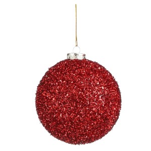 Rote, unzerbrechliche Weihnachtskugel (Ø 10 cm) mit Glitzer für festliche Dekoration.
