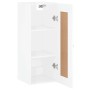 Weißer Hänge-Wandschrank mit offener Tür, drei Fächer, aus Holzwerkstoff für Wohnzimmer.