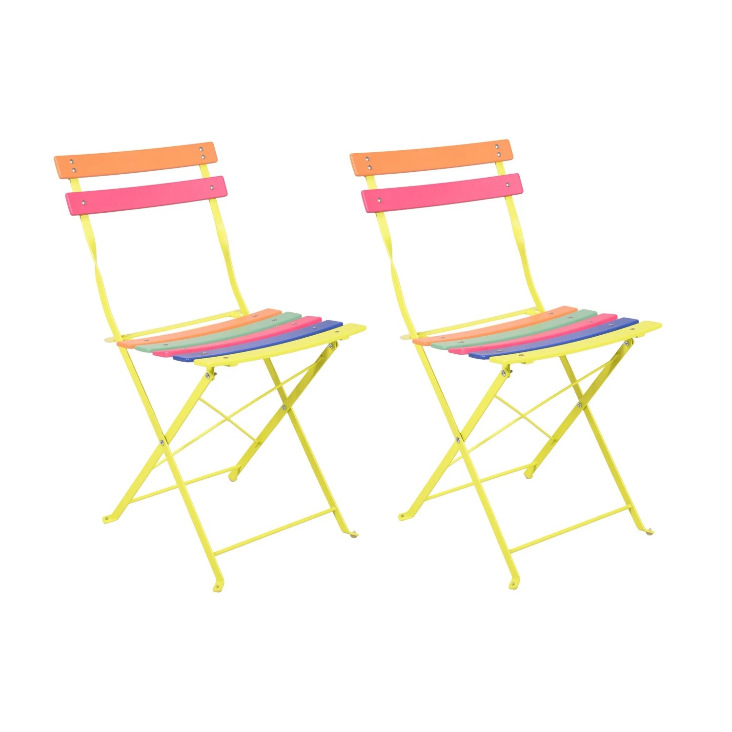 DELUKE Gartenstuhl 2er Set LEONA Eisen Mehrfarbig Klappstuhl Wetterfest Gartenstühle Outdoor Balkonstühle