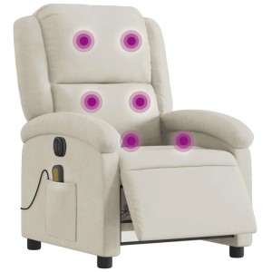 vidaXL Massagesessel Elektrisch Creme Samt 3204298