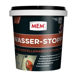 MEM Wasser-Stopp 1 kg im Eimer, grau. Bauabdichtung zum Abdichten von Leckstellen.