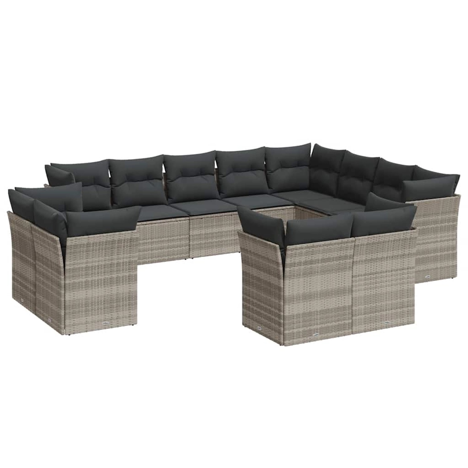 vidaXL 12-Tlg Garten-Sofagarnitur mit Kissen Hellgrau Poly Rattan 3250371 günstig online kaufen