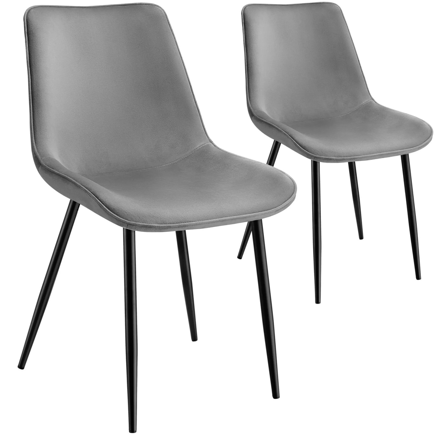 Tectake Set Stuhl Monroe Gepolstert  In Samtoptik Ergonomische Sitzschale 2Er Set 59 x 48 x 82 50 cm Grau