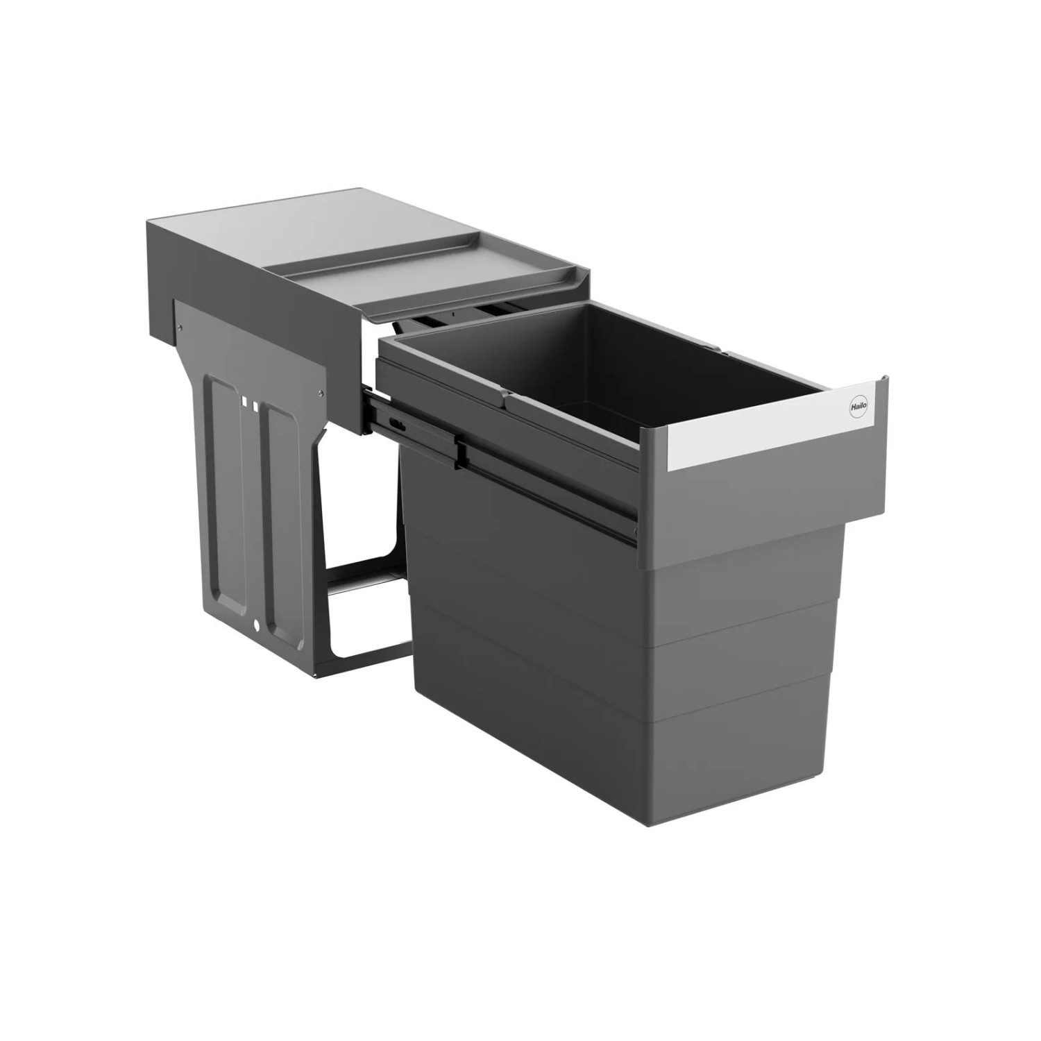 HAILO Abfallsammler Mülleimer Tandem 28L Vollauszug Dunkelgrau 3666911
