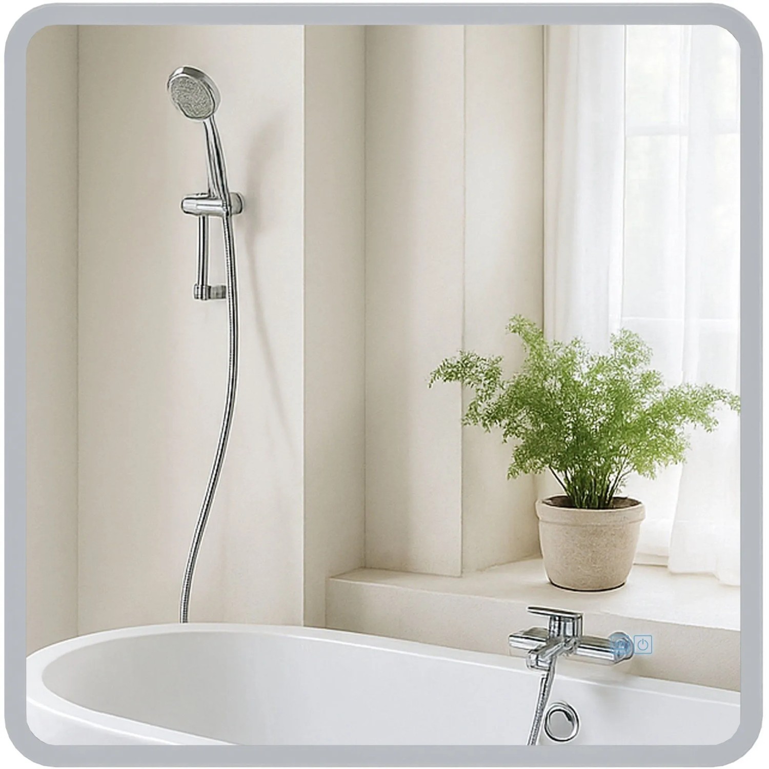 DELUKE Badspiegel WIEN 80x80 Ohne Bluetooth 80x3,5x80cm Glas Klarglas Badezimmerspiegel Wandspiegel