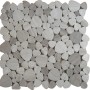 RundMosaikmatte aus Naturstein Marble Grau, gestreifte flache Mosaikfliesen, 30,5x30,5 cm.