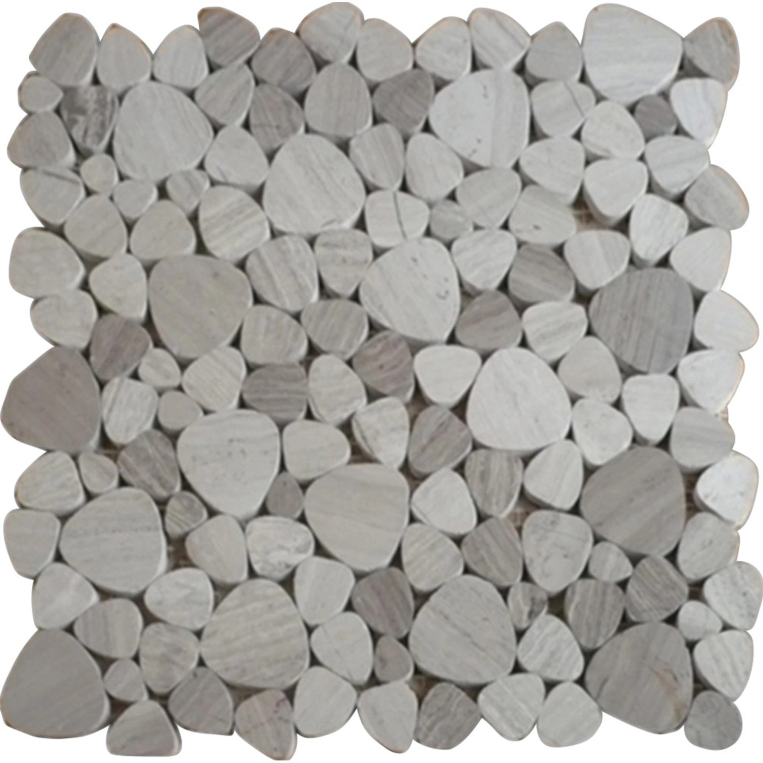 RundMosaikmatte Naturstein Marble Grau Gestreift Flach 30,5 cm x 30,5 cm günstig online kaufen