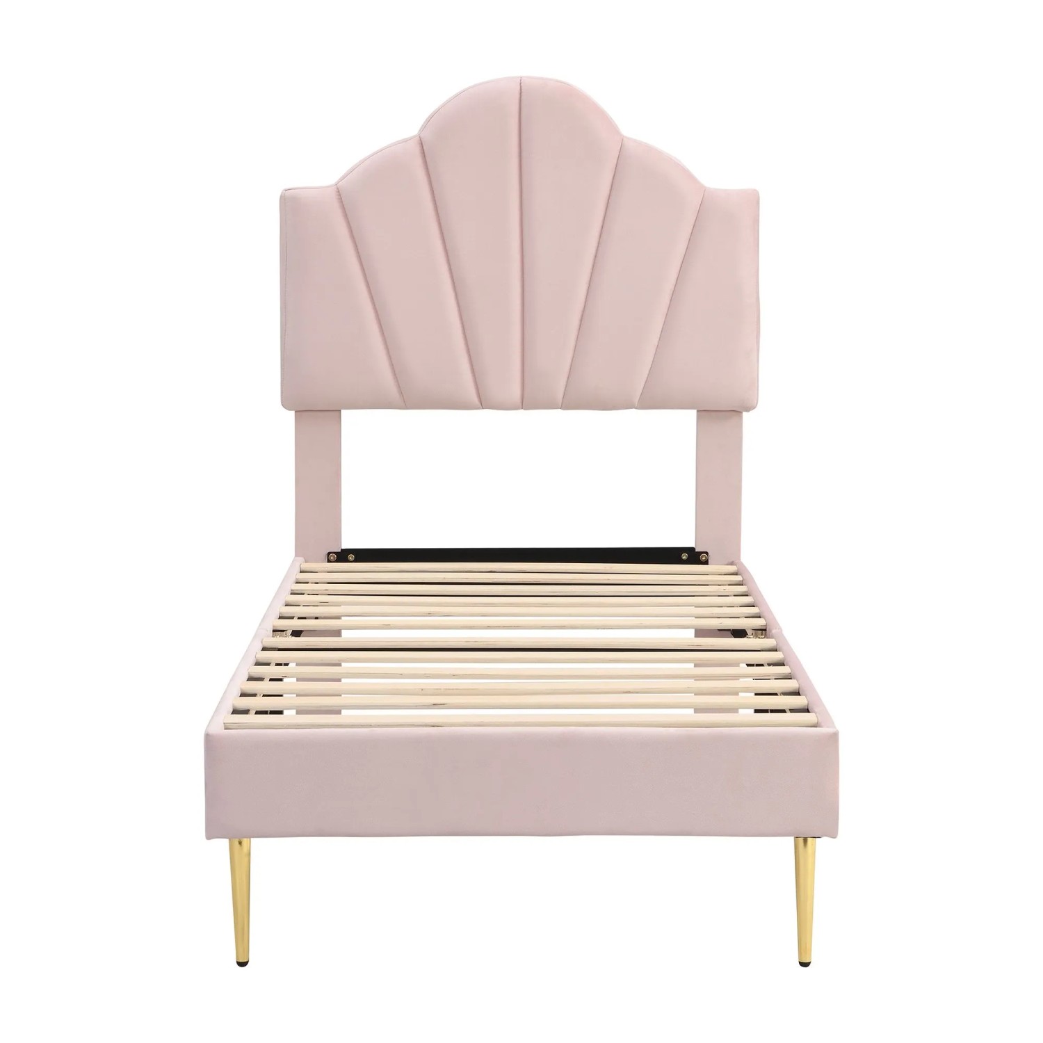 okwish Polsterbett 90x200cm mit Höhenverstellbarem Kopfteil Kinderzimmer Rosa ohne Matratze