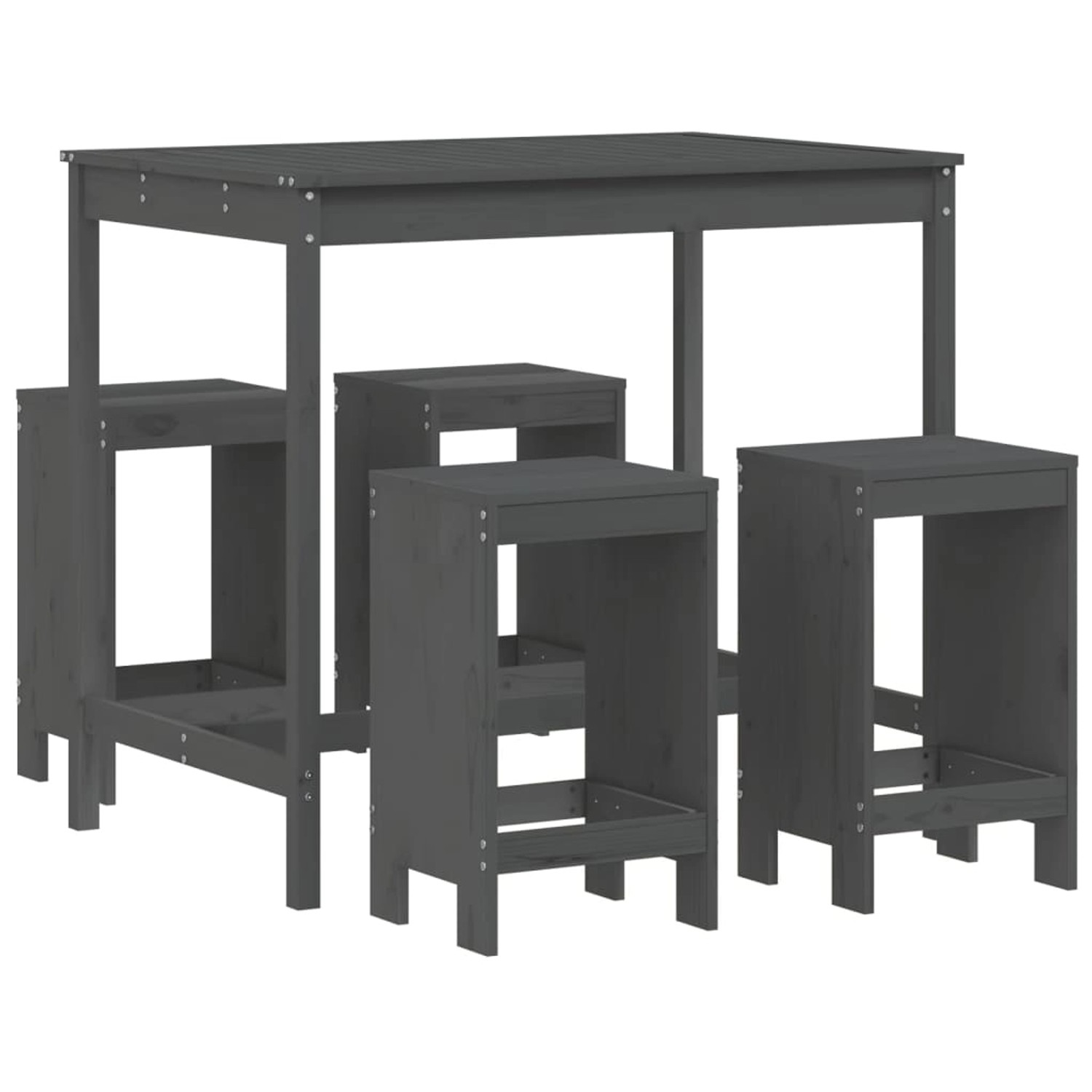 vidaXL 5-tlg Gartenbar-Set Grau Massivholz Kiefer Modell 3