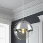 Moderne Globo Pendelleuchte Varus mit nickel-mattem Glasschirm.