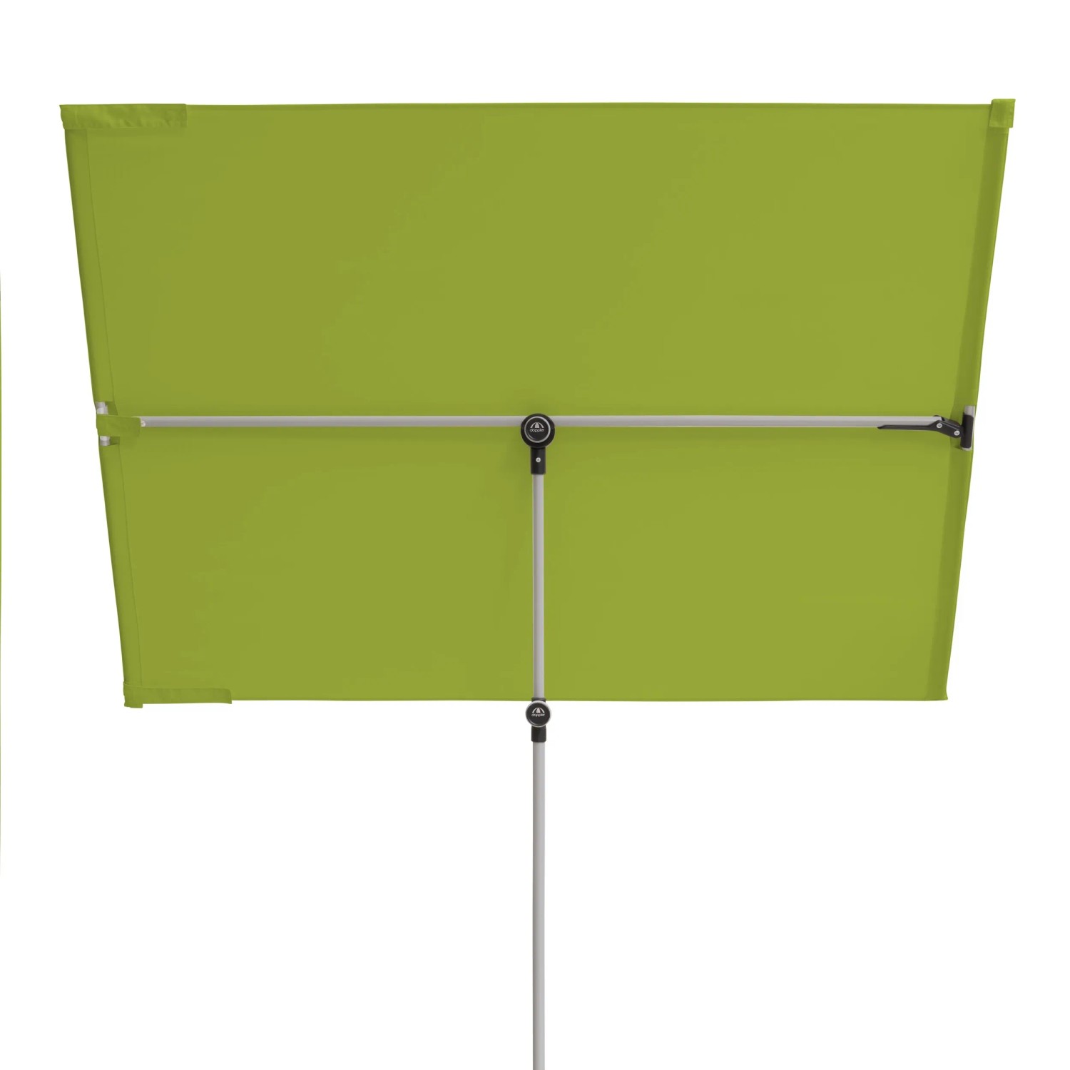 Grüner Doppler Balkonschirm, 127x177 cm, mit Handöffner. Ideal für kleine Balkone.