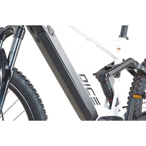 Detailansicht Prophete E-Bike MTB Dice 5.0, Full-Suspension, weiß-schwarz matt, 27,5 Zoll.