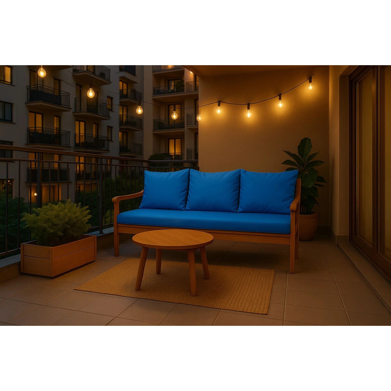 Setgarden  Mix Bench Kissen Outdoor Kissen Bankauflage 120x60+2x50x56cm Kissen Für 2-Sitzer Bänke 1tlg Blau_7