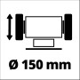 Symbol: Einhell Doppelschleifer TC-BG 150, Scheibendurchmesser 150 mm.