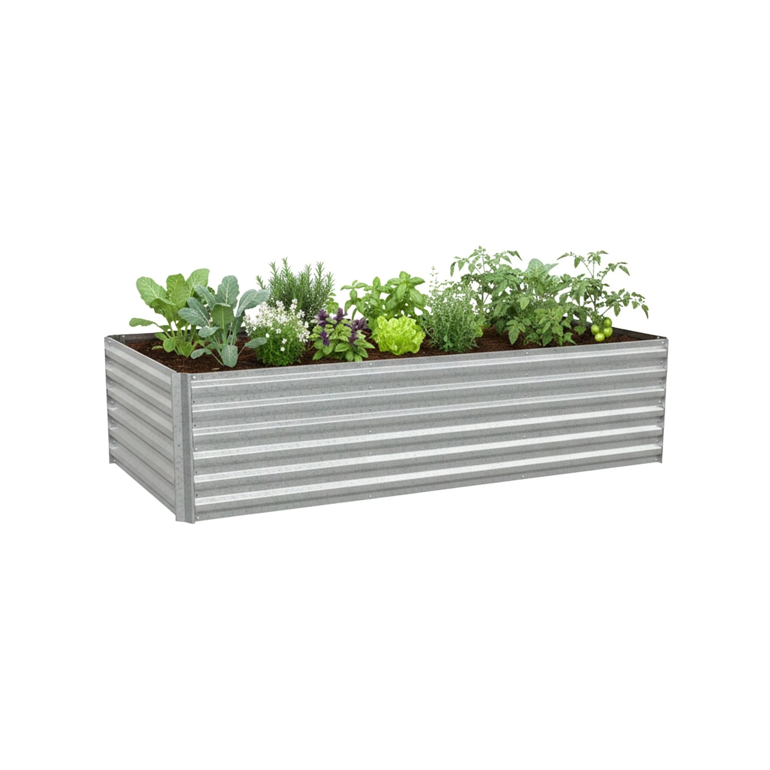 Relaxdays Hochbeet Metall Silber Ohne Boden 57 cm x 240 cm x 60 cm