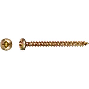 Gelb verzinkte Spanplattenschraube 5x40 mm mit Halbrundkopf und PZ-Antrieb, 12 Stück.