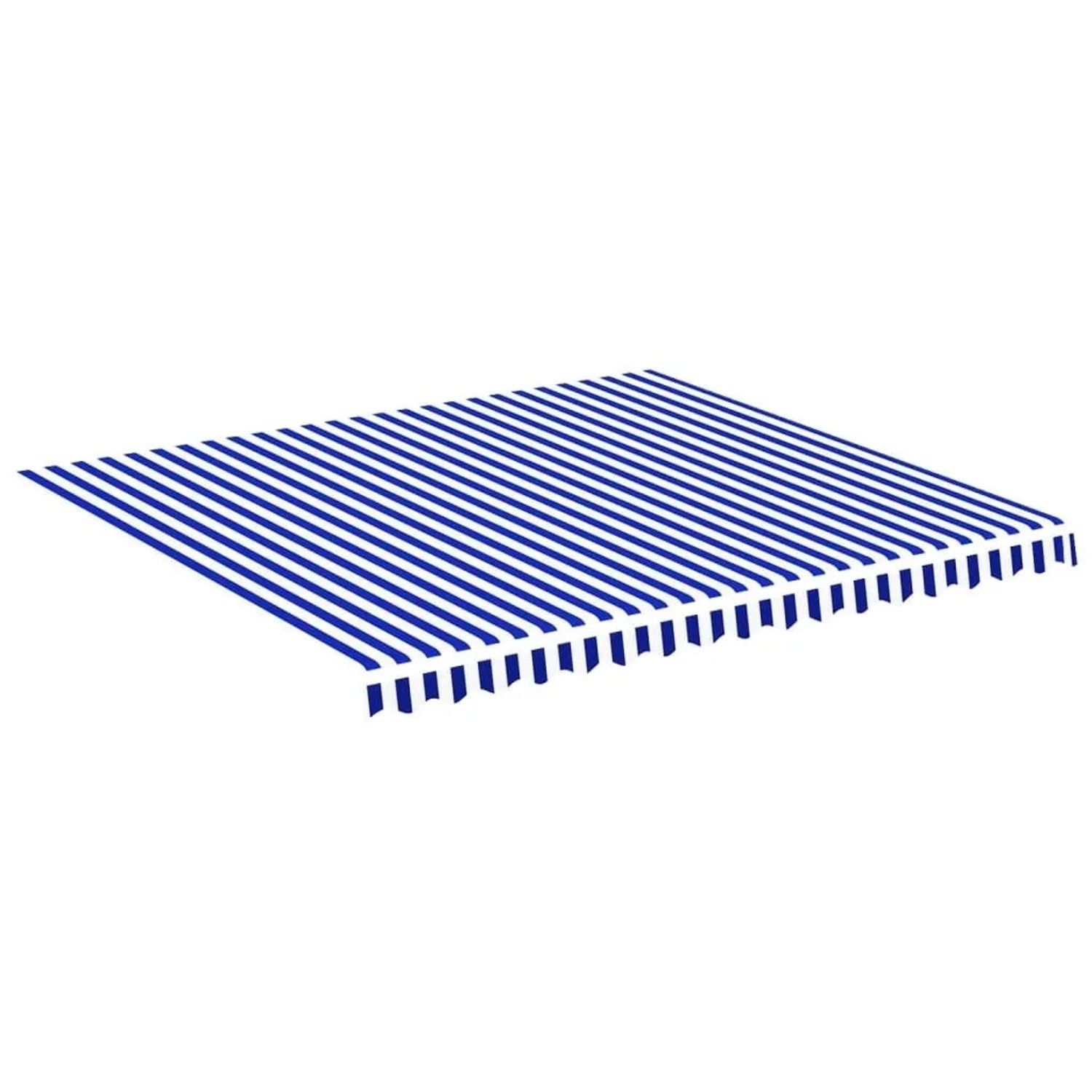 DELUKE Markisenbespannung Markisenstoff Wasserabweisend Reißfest Blau-Weiß Für 400x350cm Rahmen Markise Mit Volant Markisen Ersatzstoff