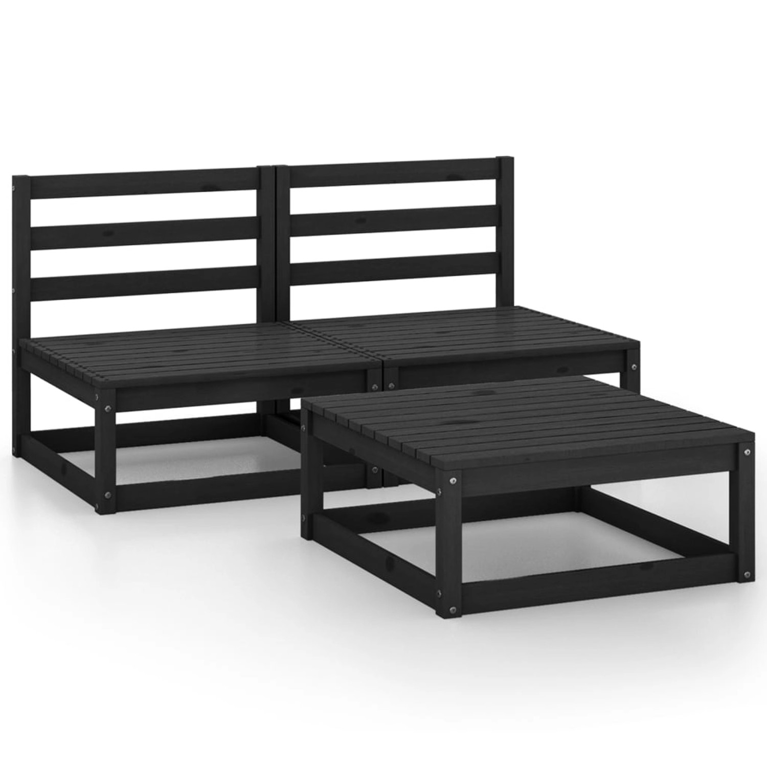 vidaXL 3-tlg Garten-Lounge-Set Schwarz Massivholz Kiefer Modell 1 günstig online kaufen